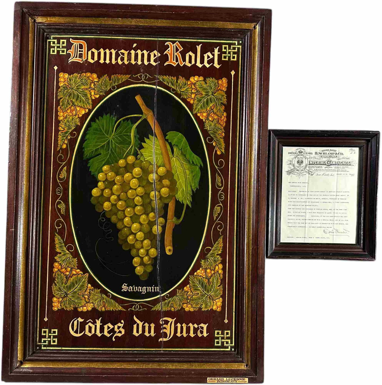 FRAMED CHAMPAGNE SIGN AND LETTERHEAD (1 of 5)