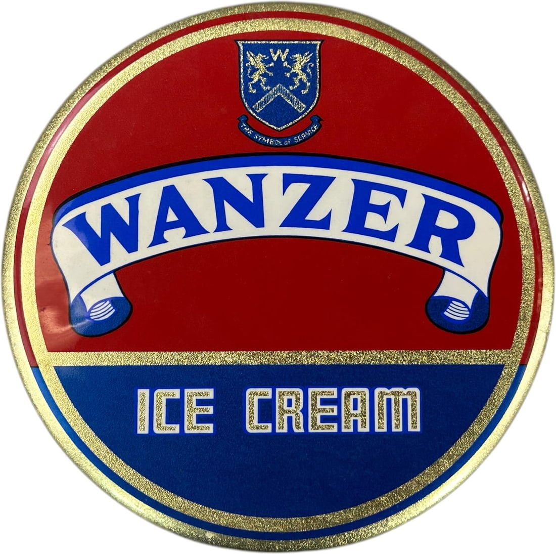 WANZER CELLULOID ICE CREAM SIGN: 147. WANZER CELLULOID ICE CREAM SIGN | 9.5" h. | (Excellent Condition) | $200 - $400