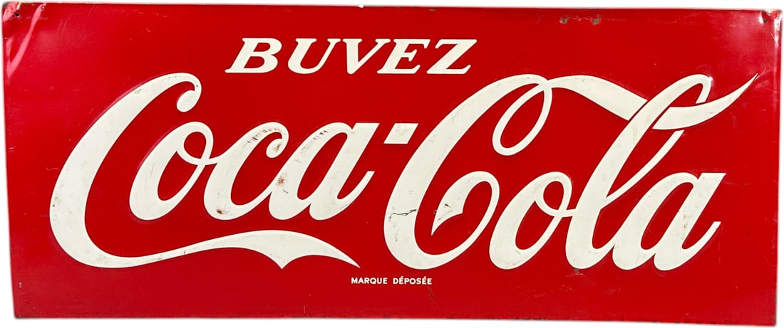 BUVEZ COCA COLA SIGN: 156. BUVEZ COCA COLA SIGN | 29.5" l. | (Excellent Condition) | $200 - $400
