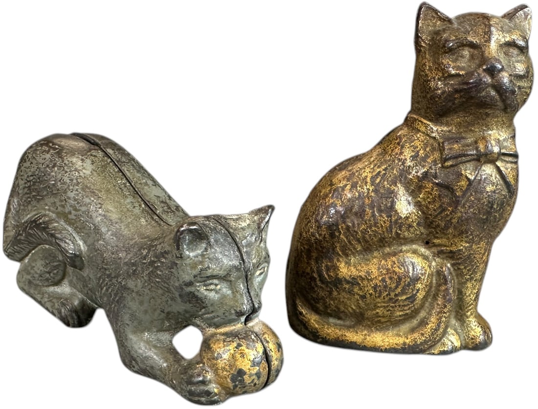 SITTING CAT AND CAT W/ BALL STILL BANK (1 of 5)