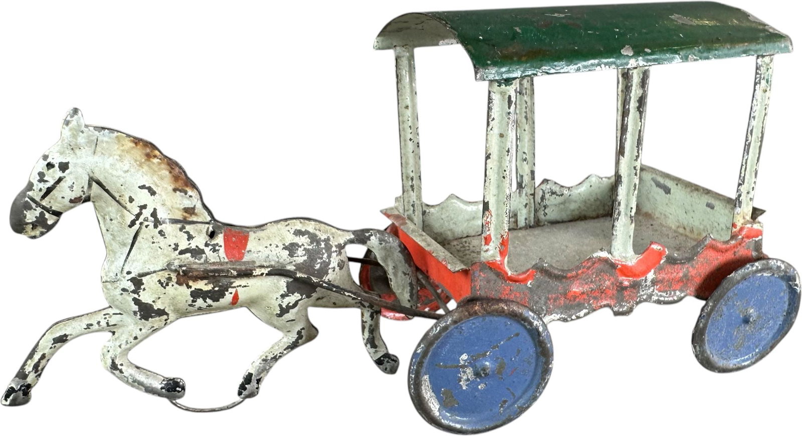 HORSE DRAWN DEPOT CART: 406. HORSE DRAWN DEPOT CART | Francis, Field & Francis, Provenance: The Max Berry Collection #973. | 7.5" l. | (Very Good Condition) | $300 - $600