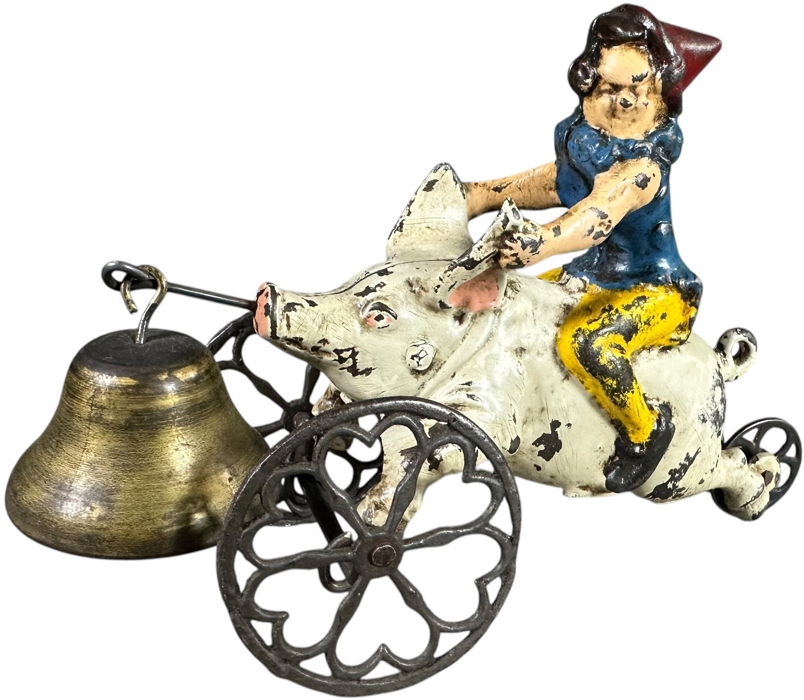 GONG BELL CLOWN ON PIG BELL TOY (1 of 7)