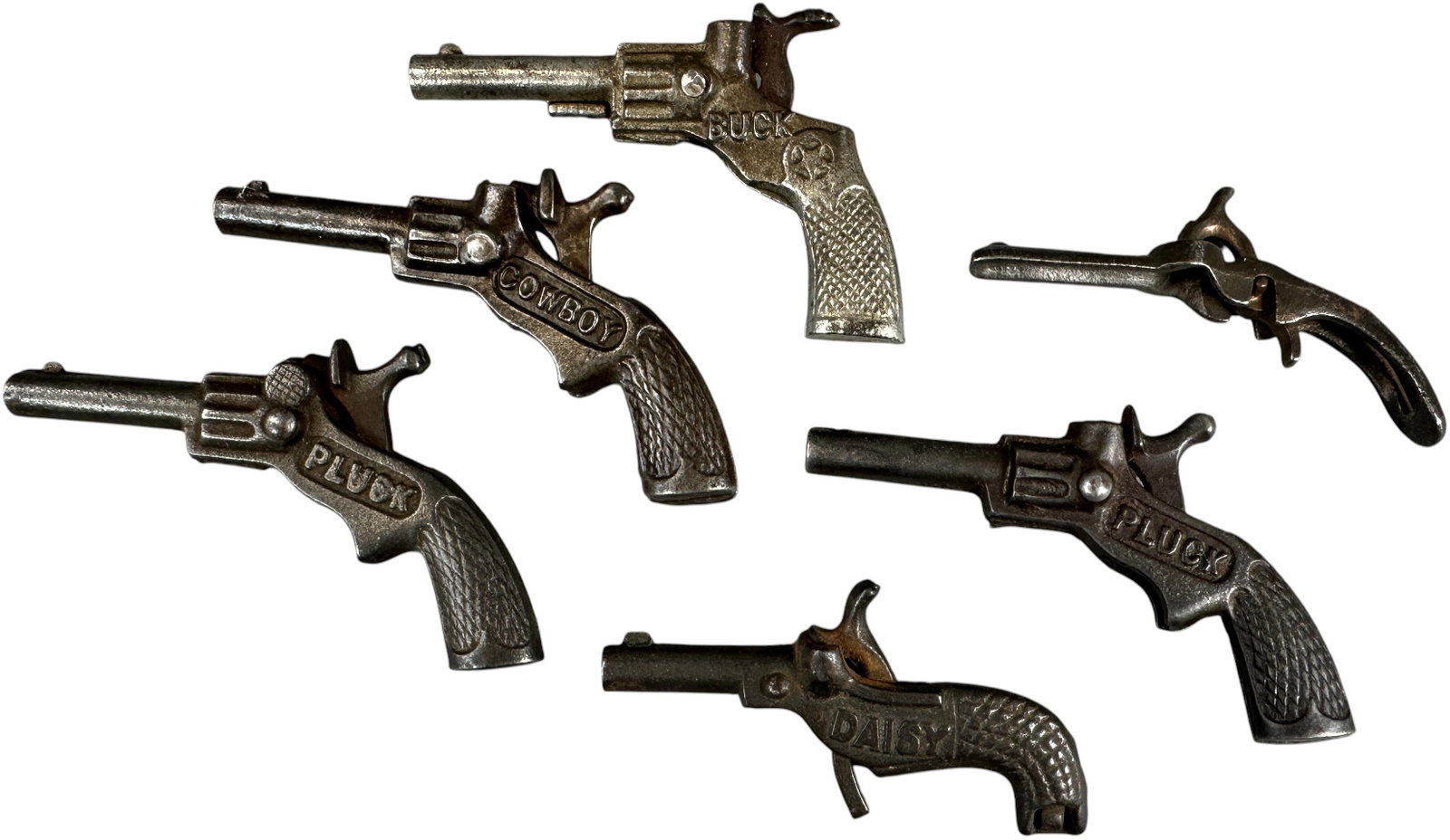 SIX EARLY CAST IRON MINI CAP GUNS (1 of 5)