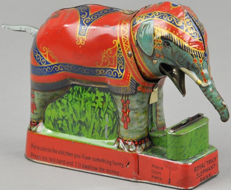 ROYAL TRICK ELEPHANT MECHANICAL BANK WITH VERSE (1 of 3)