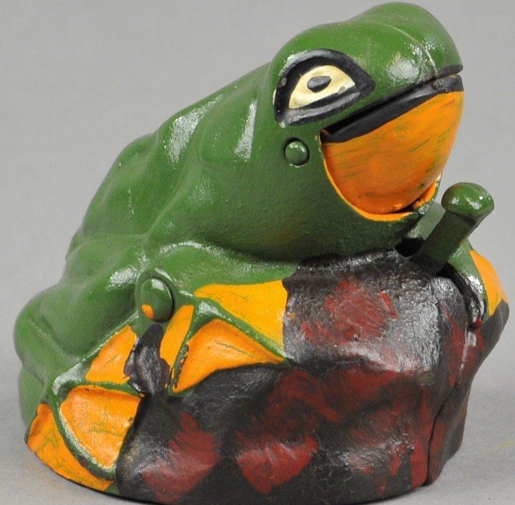 FROG ON ROCK MECHANICAL BANK (1 of 3)
