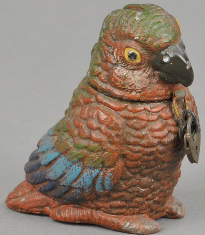PARAKEET SPELTER STILL BANK (1 of 3)
