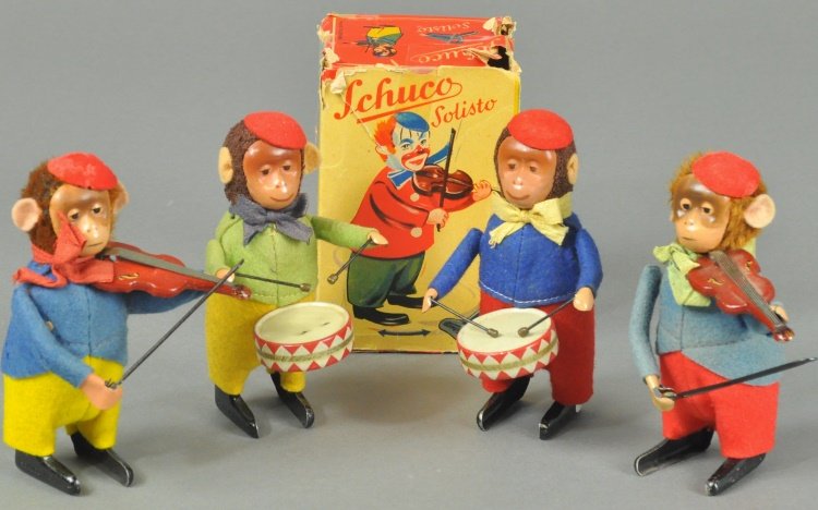 LOT OF FOUR SCHUCO MONKEY MUSICIANS (1 of 2)
