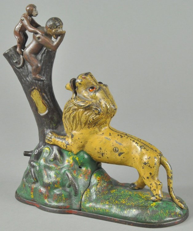 LION AND TWO MONKEYS MECHANICAL BANK (1 of 2)