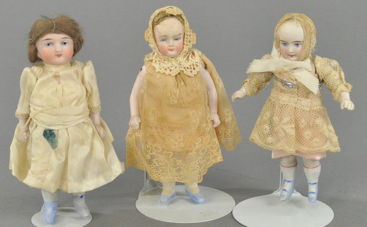 LOT OF THREE GERMAN ALL BISQUE DOLLS (1 of 2)
