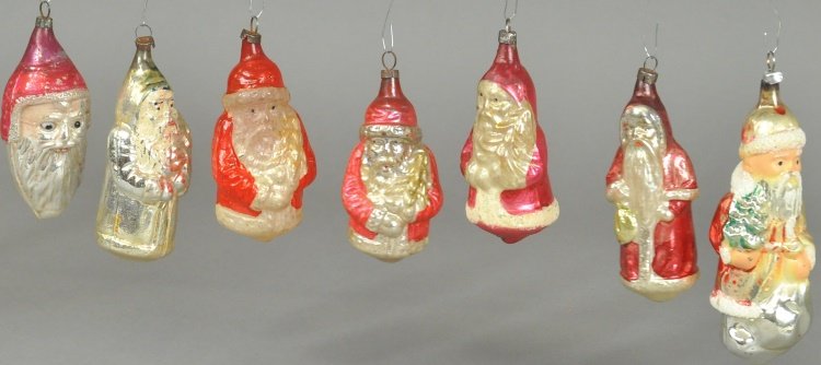 ASSORTMENT OF SEVEN GLASS SANTAS (1 of 1)
