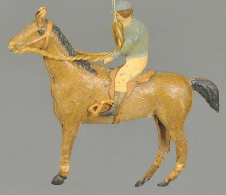 JOCKEY ON HORSEBACK DRESDEN ORNAMENT (1 of 2)