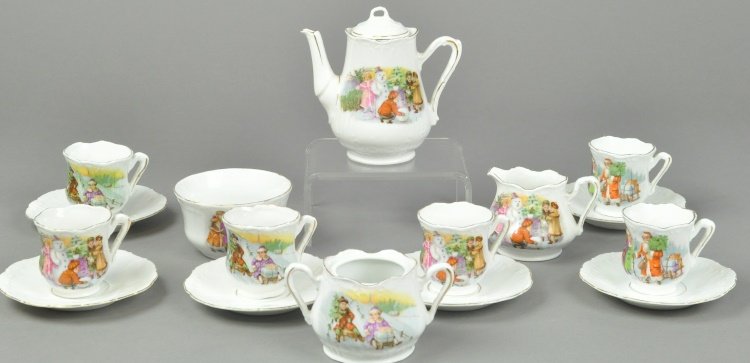 VICTORIAN PORCELAIN CHRISTMAS TEA SET (1 of 1)