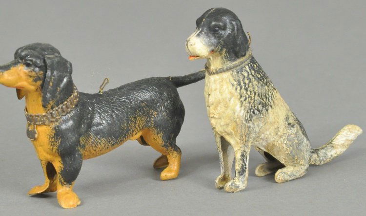 LOT OF TWO DOG DRESDEN ORNAMENTS (1 of 2)