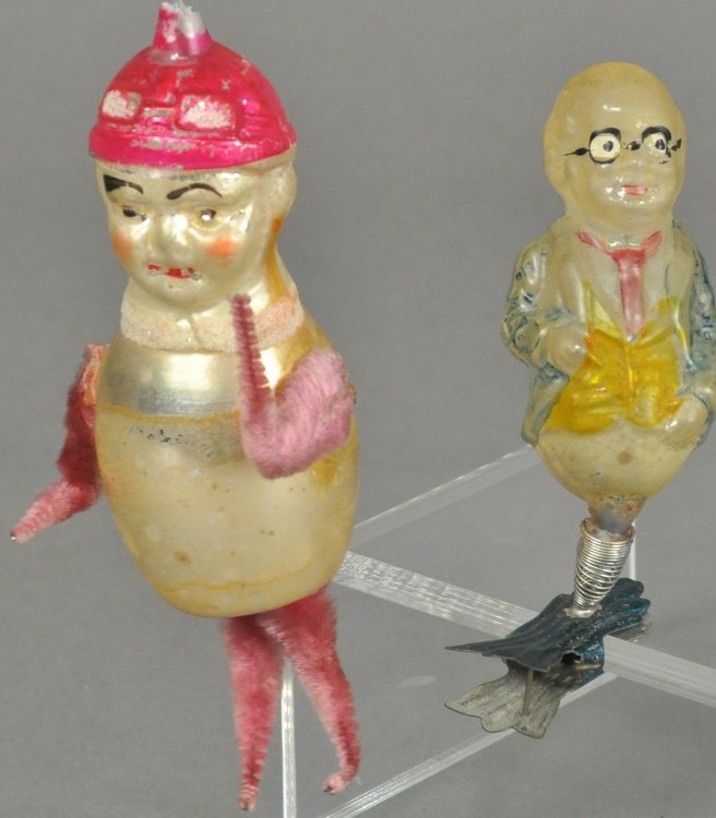 CHARLES LINDBERG AND FOXY GRANDPA GLASS ORNAMENTS (1 of 2)