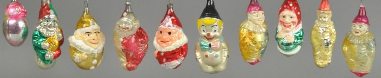 A NICE VARITEY OF CLOWN GLASS ORNAMENTS (1 of 1)