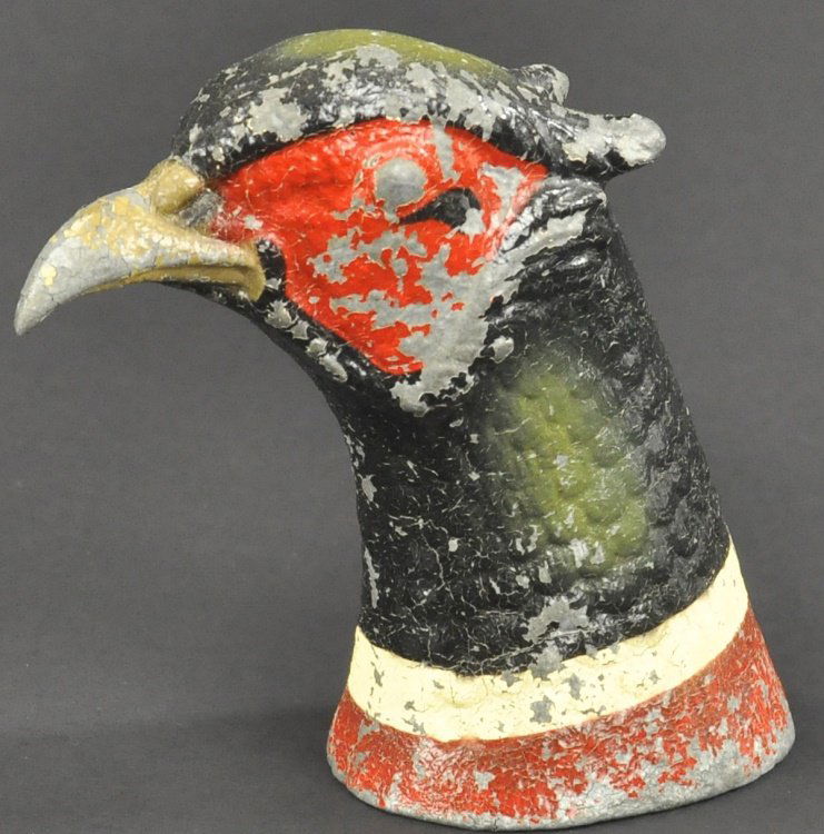 RING NECKED PHEASANT HEAD SPELTER BANK (1 of 2)