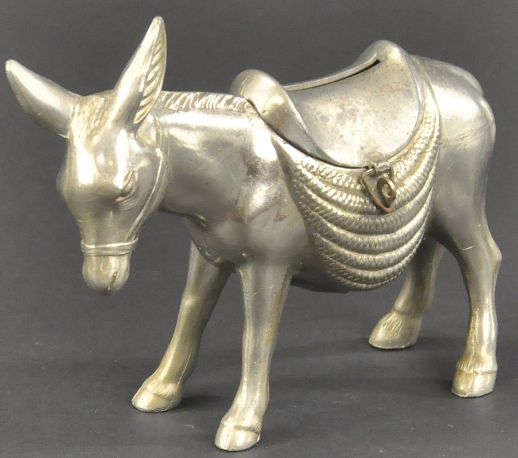 DONKEY WITH BLANKET SILVERED LEAD BANK (1 of 2)