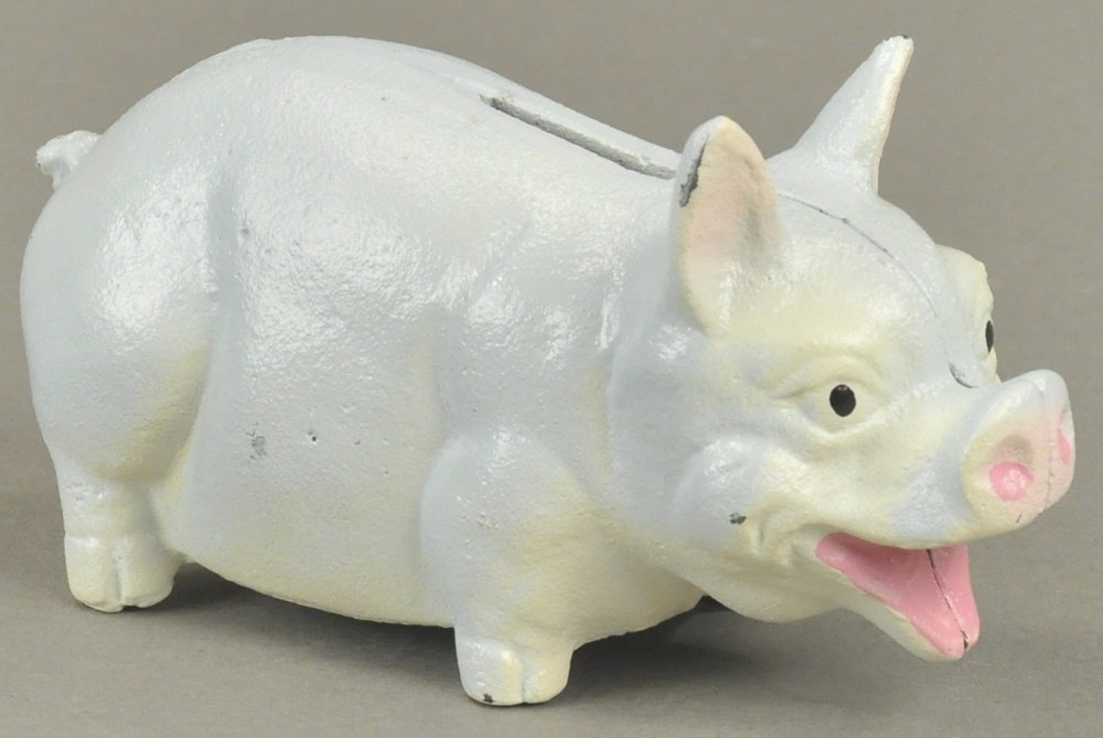 HUBLEY LAUGHING PIG STILL BANK (1 of 3)