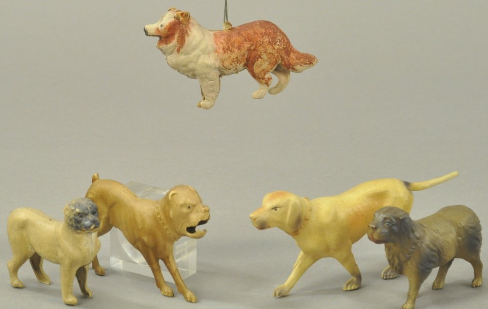 GROUP OF FIVE DOG ORNAMENTS (1 of 1)