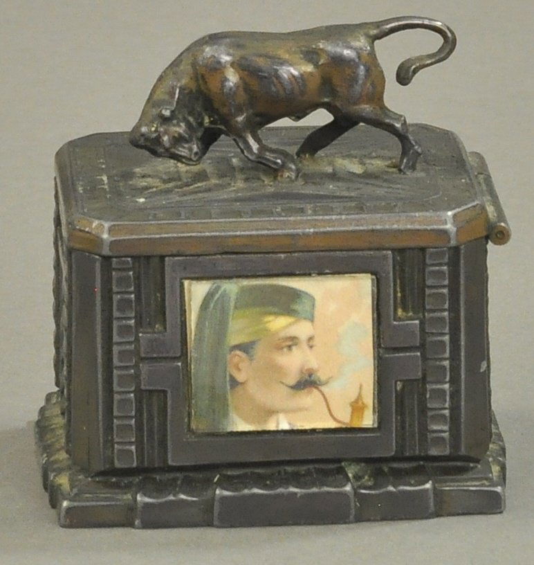 BULL ON BOX SPELTER STILL BANK (1 of 2)