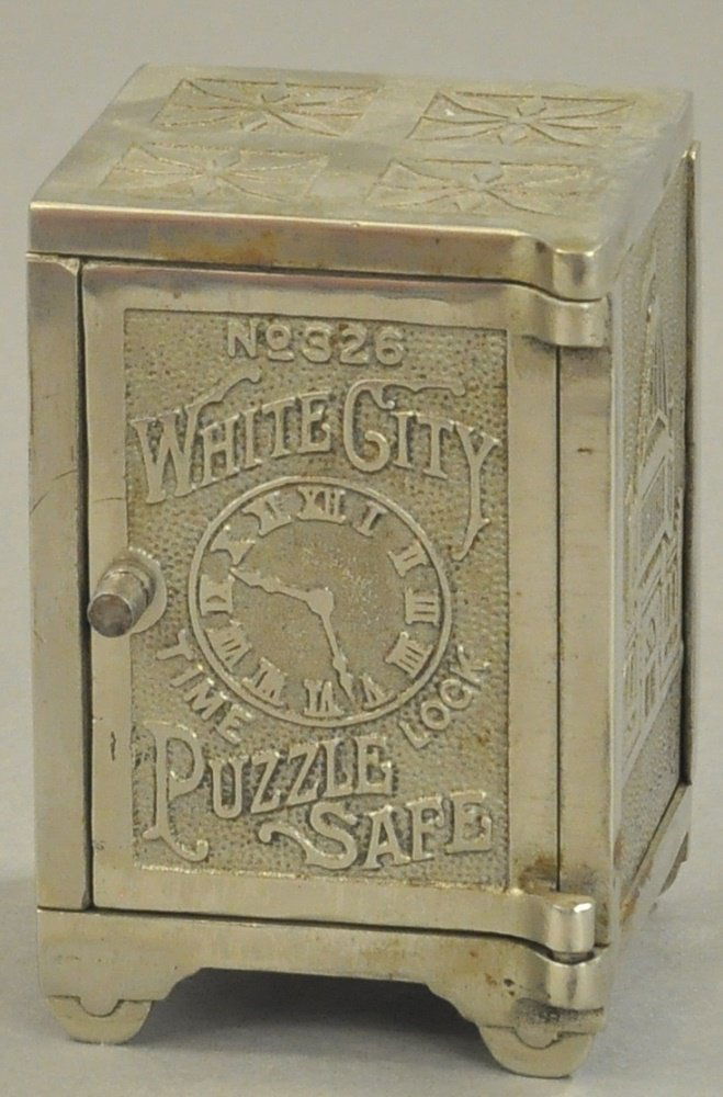 MEDIUM WHITE CITY PUZZLE SAFE STILL BANK (1 of 2)