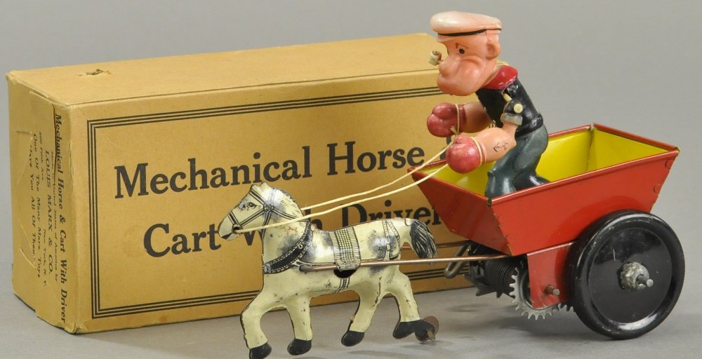POPEYE MECHANICAL HORSE & CART WITH BOX (1 of 2)