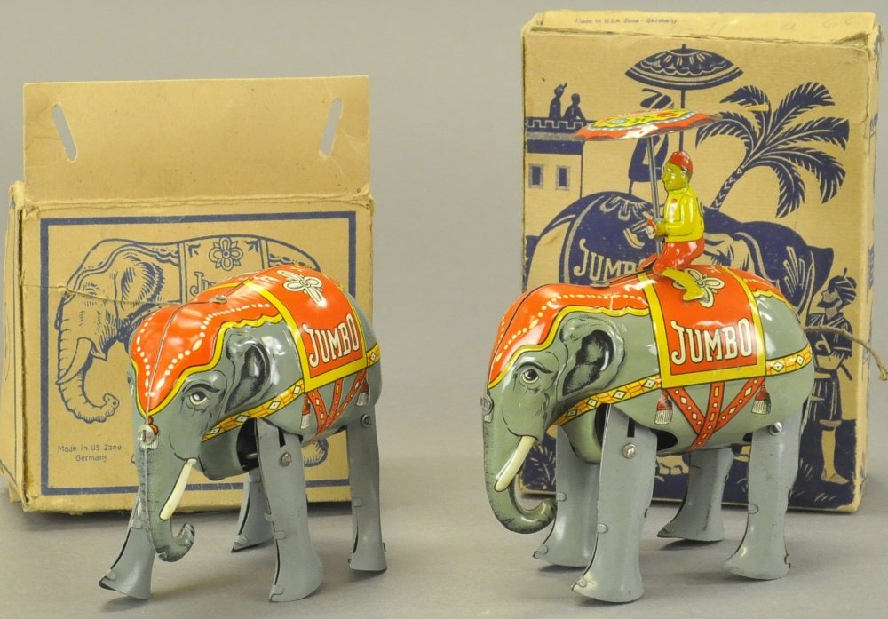 PAIR OF BOXED JUMBO ELEPHANTS (1 of 2)