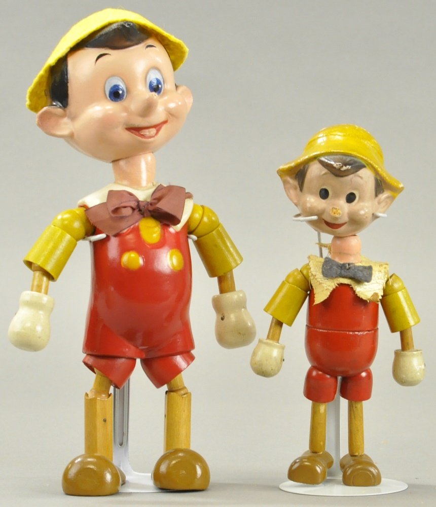 LOT OF TWO WOODEN PINOCCHIO FIGURES (1 of 2)