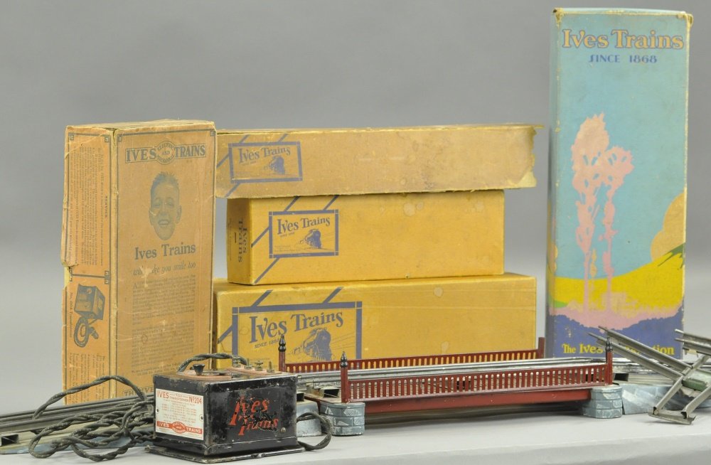 IVES BRIDGE, TRACK, BOXES, AND TRANSFORMER (1 of 2)