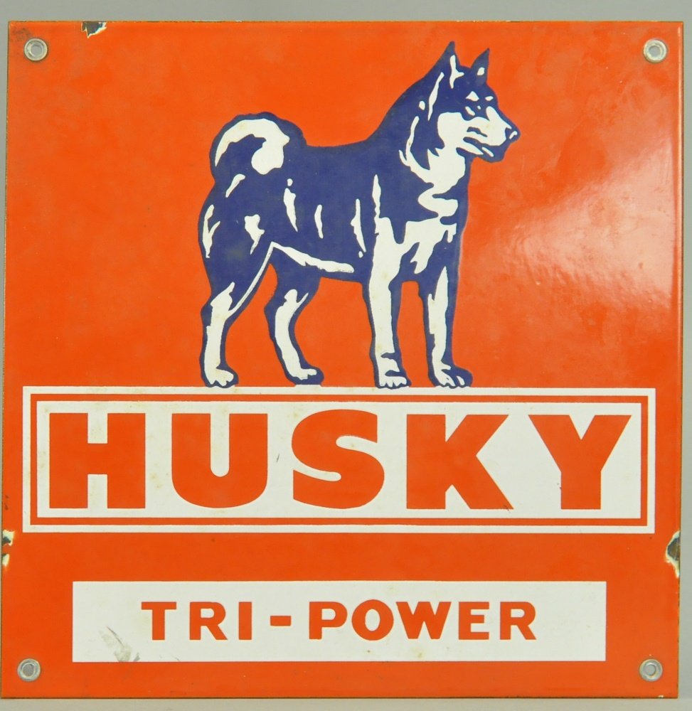 PORCELAIN HUSKY LOGO SIGN (1 of 1)