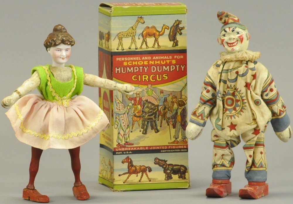 BOXED SCHOENHUT CLOWN & LADY CIRCUS RIDER (1 of 1)
