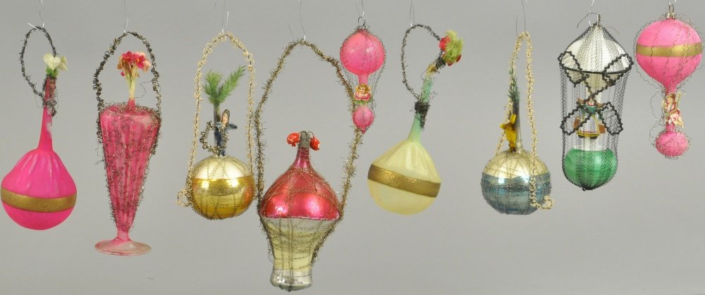 GROUPING OF NINE GERMAN GLASS ORNAMENTS (1 of 1)