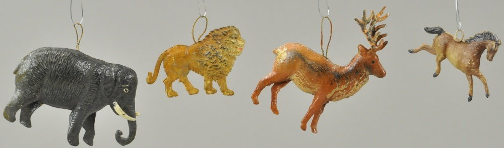 FOUR COLORFUL GERMAN DRESDEN ORNAMENTS (1 of 1)