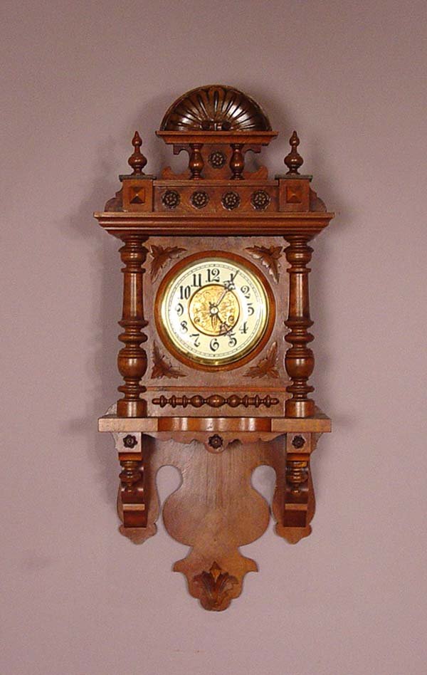 German Open Well Walnut Wall Clock