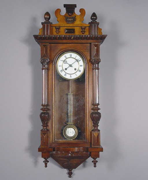 4: German Antique Regulator Wall Clock - 4: German Antique Regulator Wall Clock
