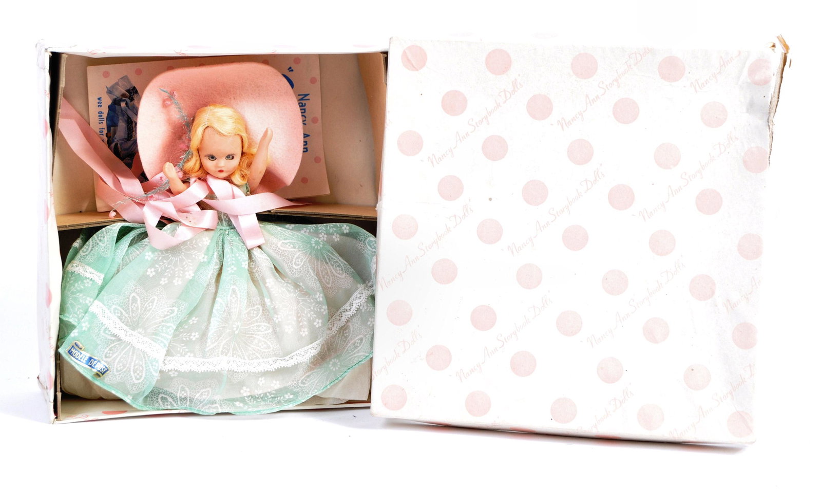 A rare vintage 1960's Nancy Ann ' Storybook Dolls ': A rare vintage 1960's Nancy Ann ' Storybook Dolls ' made doll - ' Wee Dolls For Wee Collectors '. Plastic / celluloid construction, with flirty eyes and original outfit. Supplied within its original b
