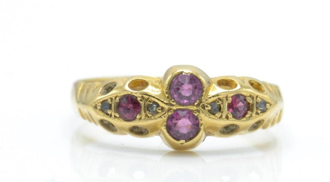 An Edwardian hallmarked 18ct gold ruby and diamond (1 of 4)