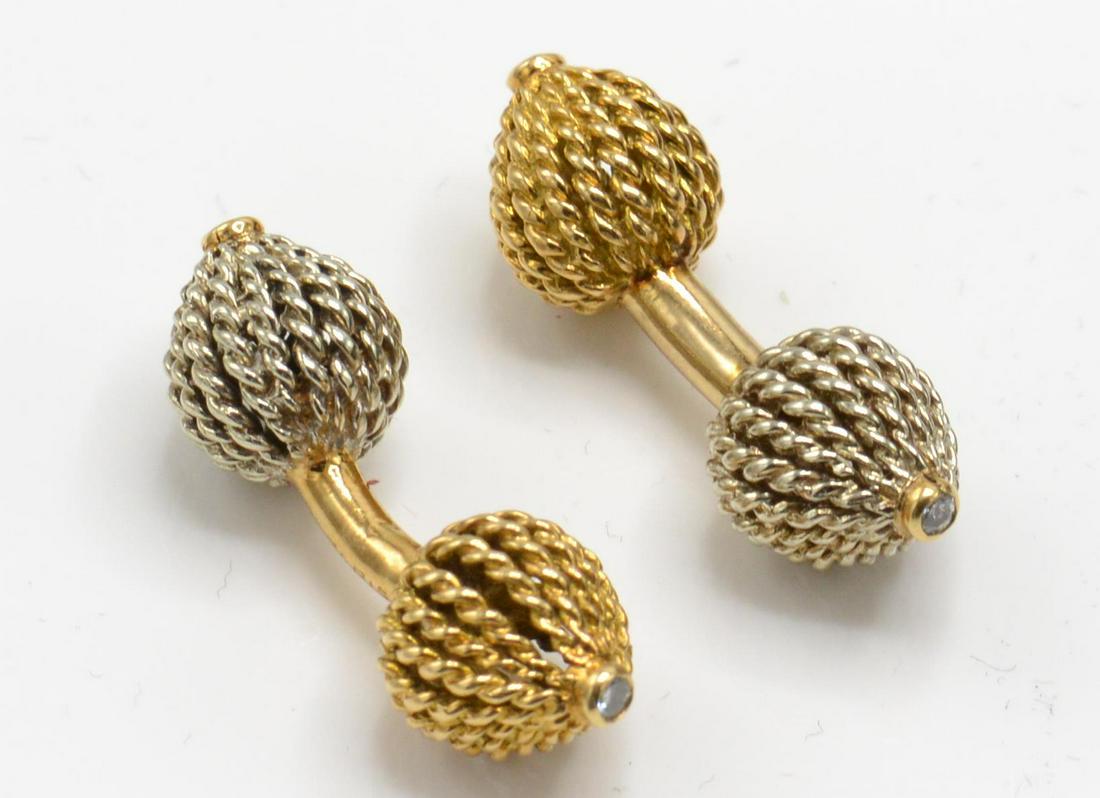 A pair of 18ct white and yellow gold French cufflinks. (1 of 3)