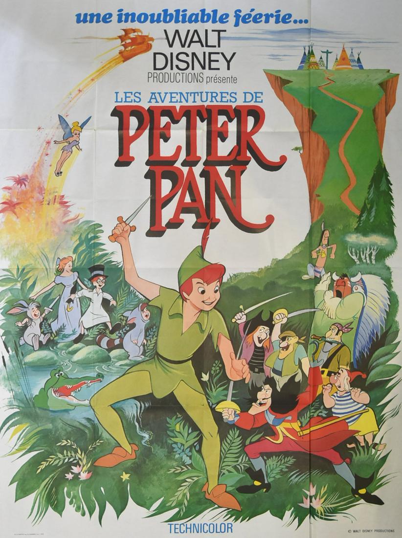 POSTERS - WALT DISNEY - PETER PAN & THE JUNGLE BOOK - ONE SHEETS: Posters - Walt Disney - Peter Pan & The Jungle Book - x2 original large format French one-sheet movie posters. Colourful Disney artwork, with titles in French. Folded (as issued). Each measures approx