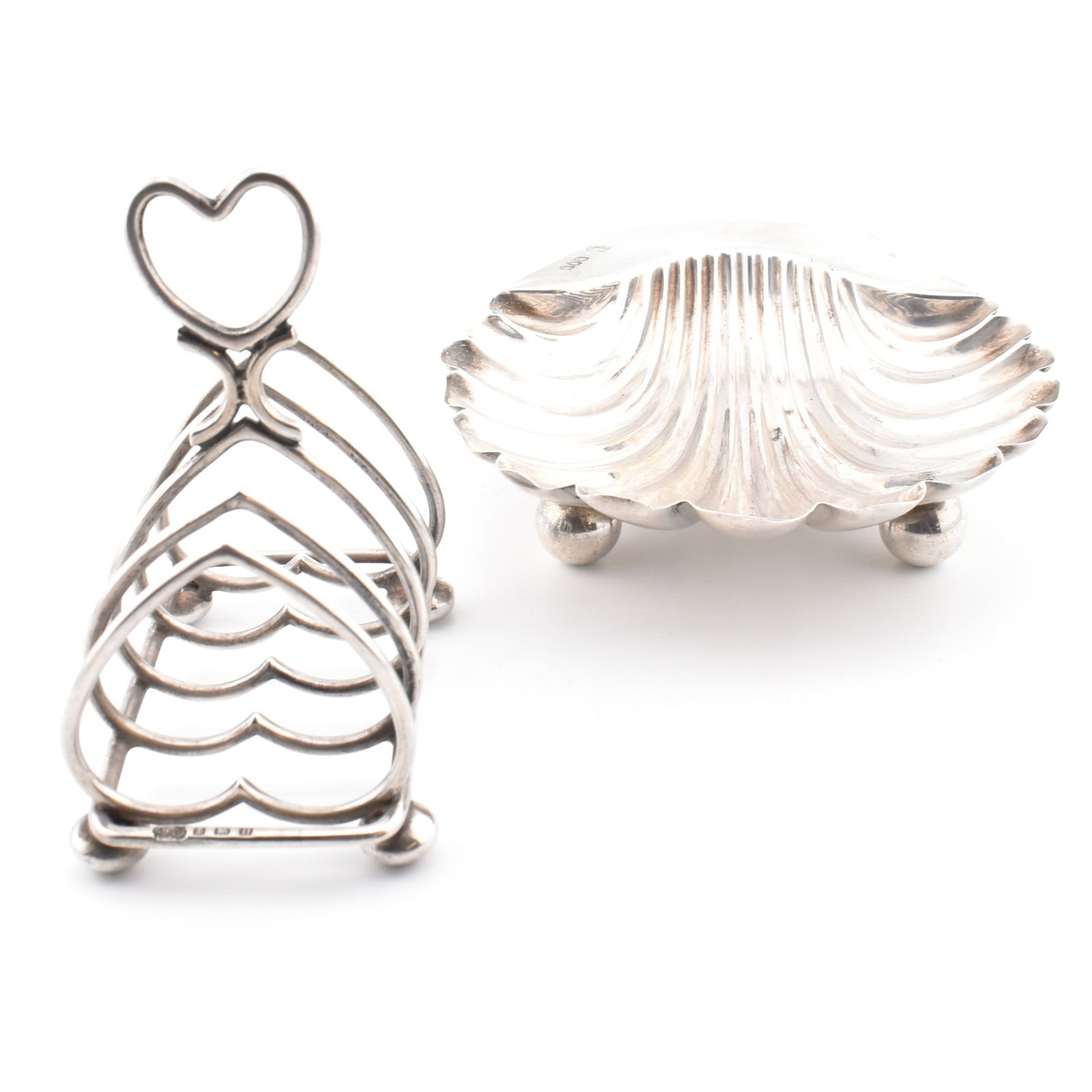 HALLMARKED LONDON SILVER CLAM SHELL TABLE SALT 1891 (1 of 10)