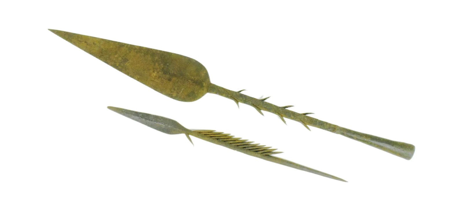 TWO VINTAGE AFRICAN TRIBAL SPEAR HEADS (1 of 6)
