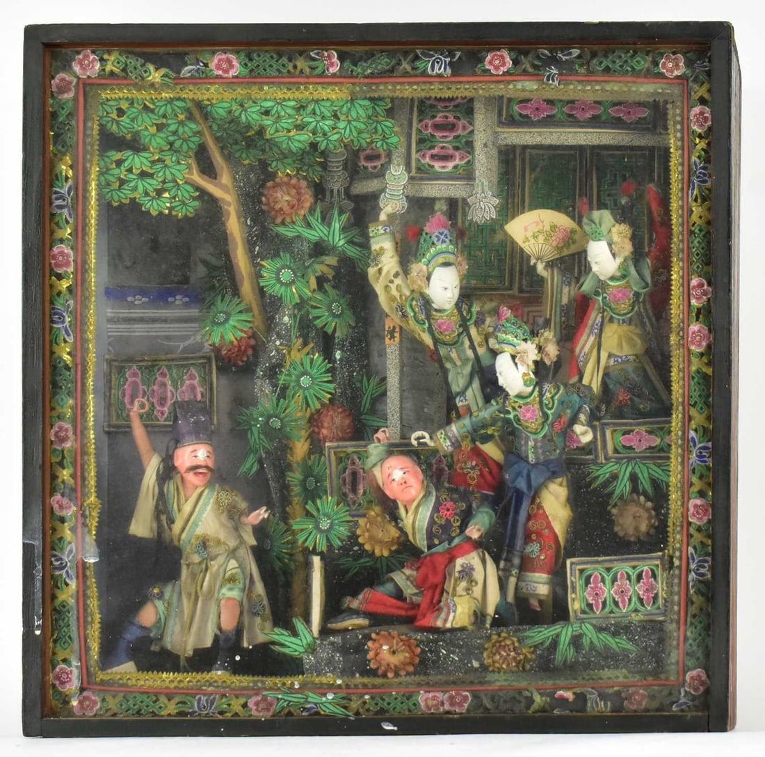 BEIKING / PEKING OPERA CLAY SCULPTURE DIORAMA 民初 木罩箱京Ò (1 of 9)