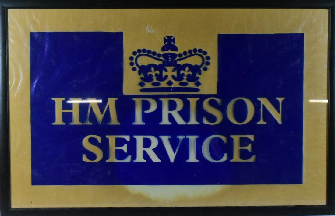 HM PRISON SERVICE - FRAMED AND GLAZED SIGN (1 of 3)