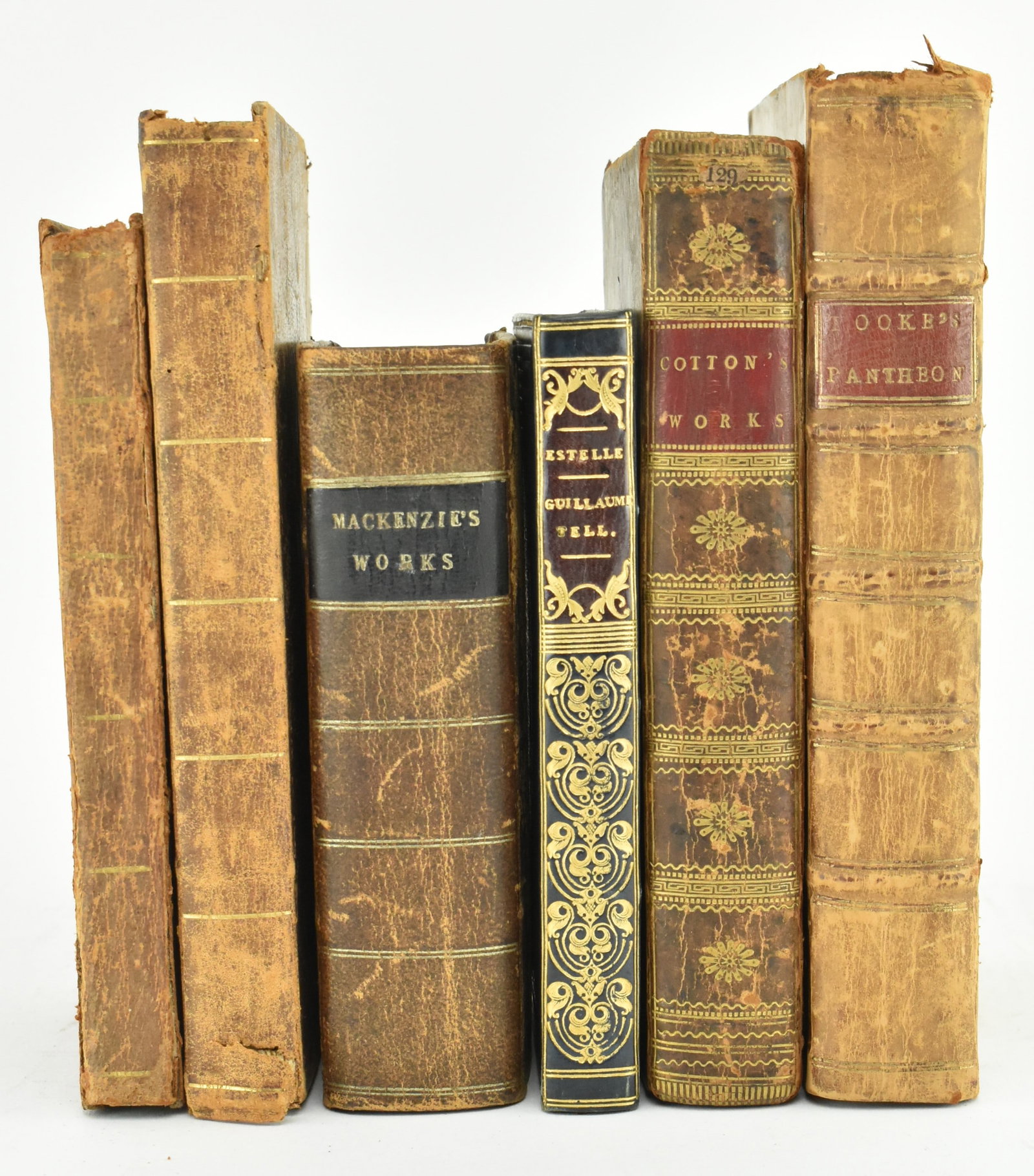 BINDINGS. SIX 18TH & 19TH CENTURY LEATHERBOUND WORKS INCL. EDUCATIONAL (1 of 10)