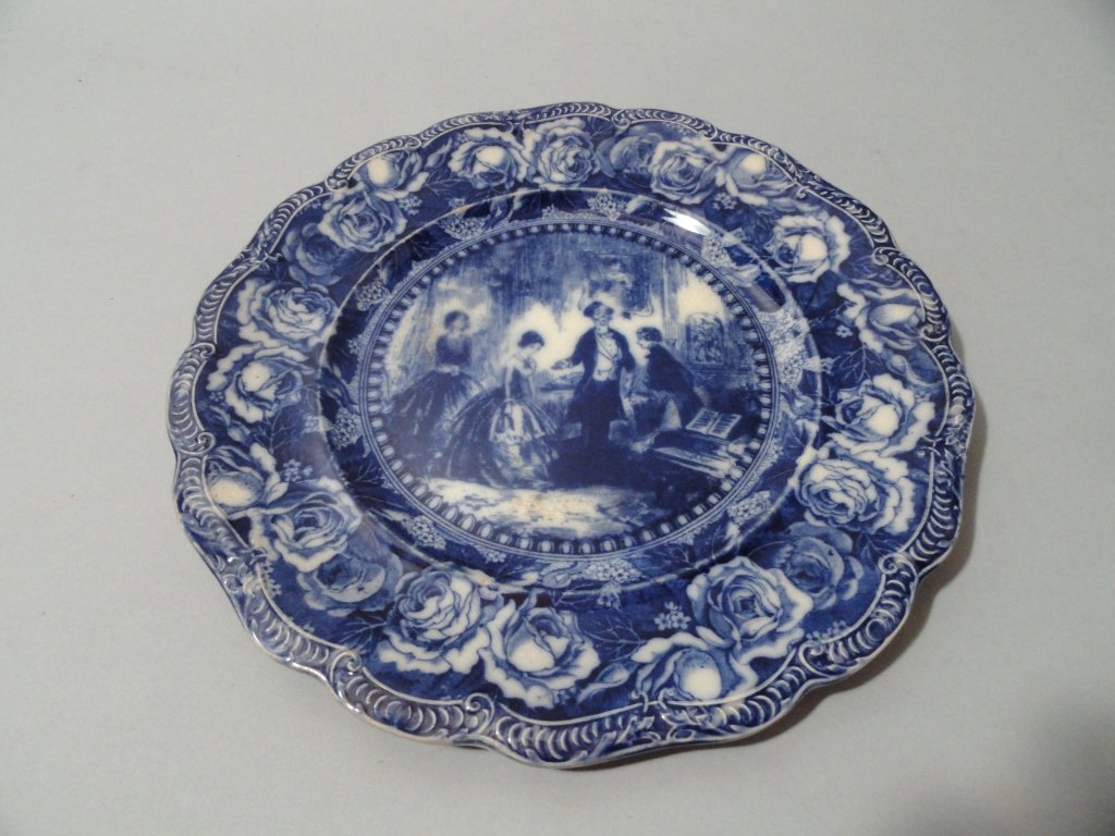 Charles Dickens Flow Blue Plate: Charles Dickens Flow Blue Plate 10 1/4"