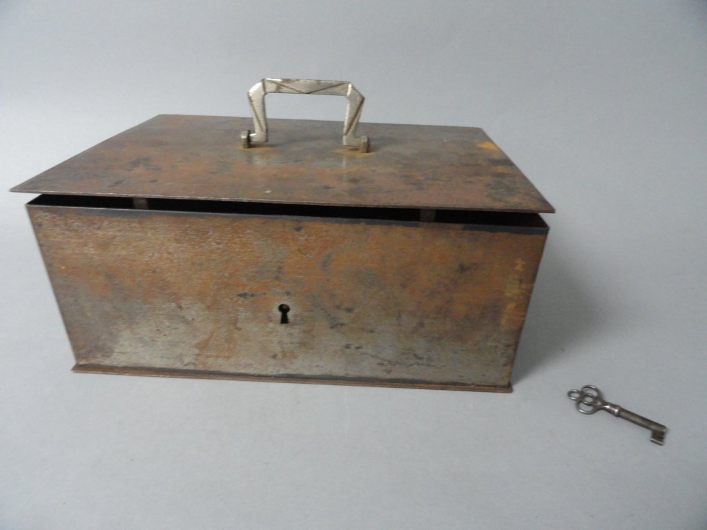 Strong Box With Red Paint Interior: 19th Century Strong box Red Paint inside