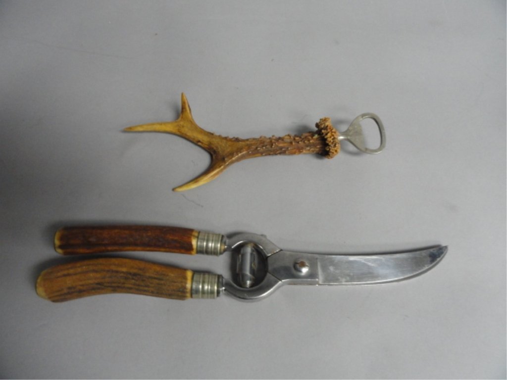 Antler Bottle Opener and Shears: Bottle opener from 3 point Buck 8.5" Long overall