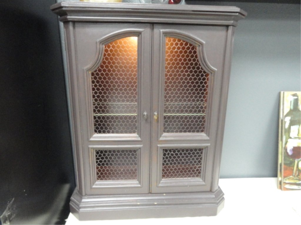 Wire Front Cabinet: One Adjustable Glass Shelf 31" tall x 25" Wide