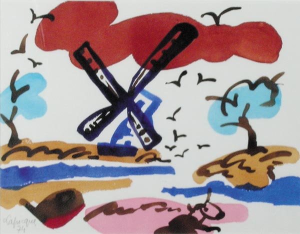 Charles Lapicque: Artist: Charles Lapicque Watercolor Charles Lapicque (1898 - 1988) Signed and dated 1974 Watercolor/Gouache Framed