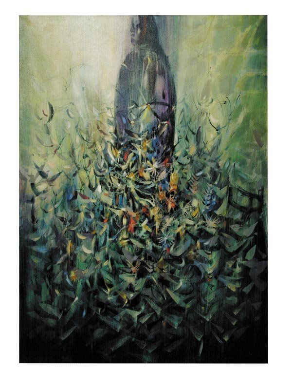 Paul Maxwell: Artist: Paul Maxwell "In the Garden" Paul Maxwell, American School 20th Century Size: 49 1/2" x 37" Tempera on Canvas "In the Garden"